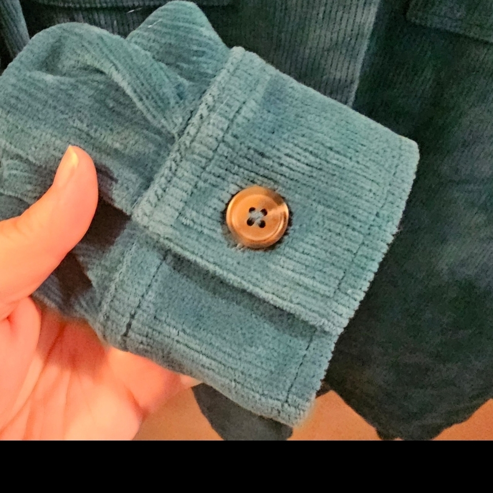Lands' End Teal Corduroy Shirt - Picture 3 of 5